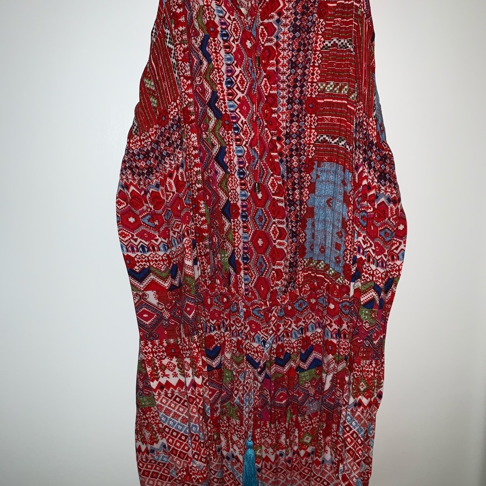 Umgee USA tribal red romper with sleeves
